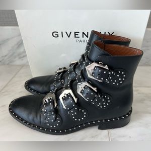 Givenchy Black Leather Studded Accent Boots 39.5